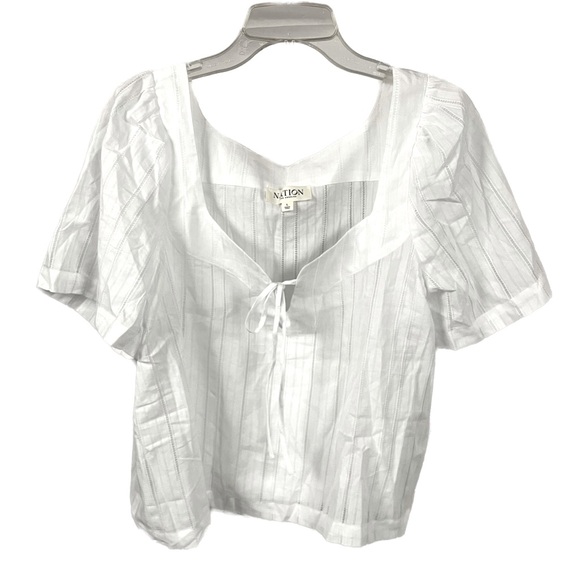 Nation LTD Women's NEW Vanity Ladder Stitch Inset Cotton Top White- Size Large - Picture 4 of 10